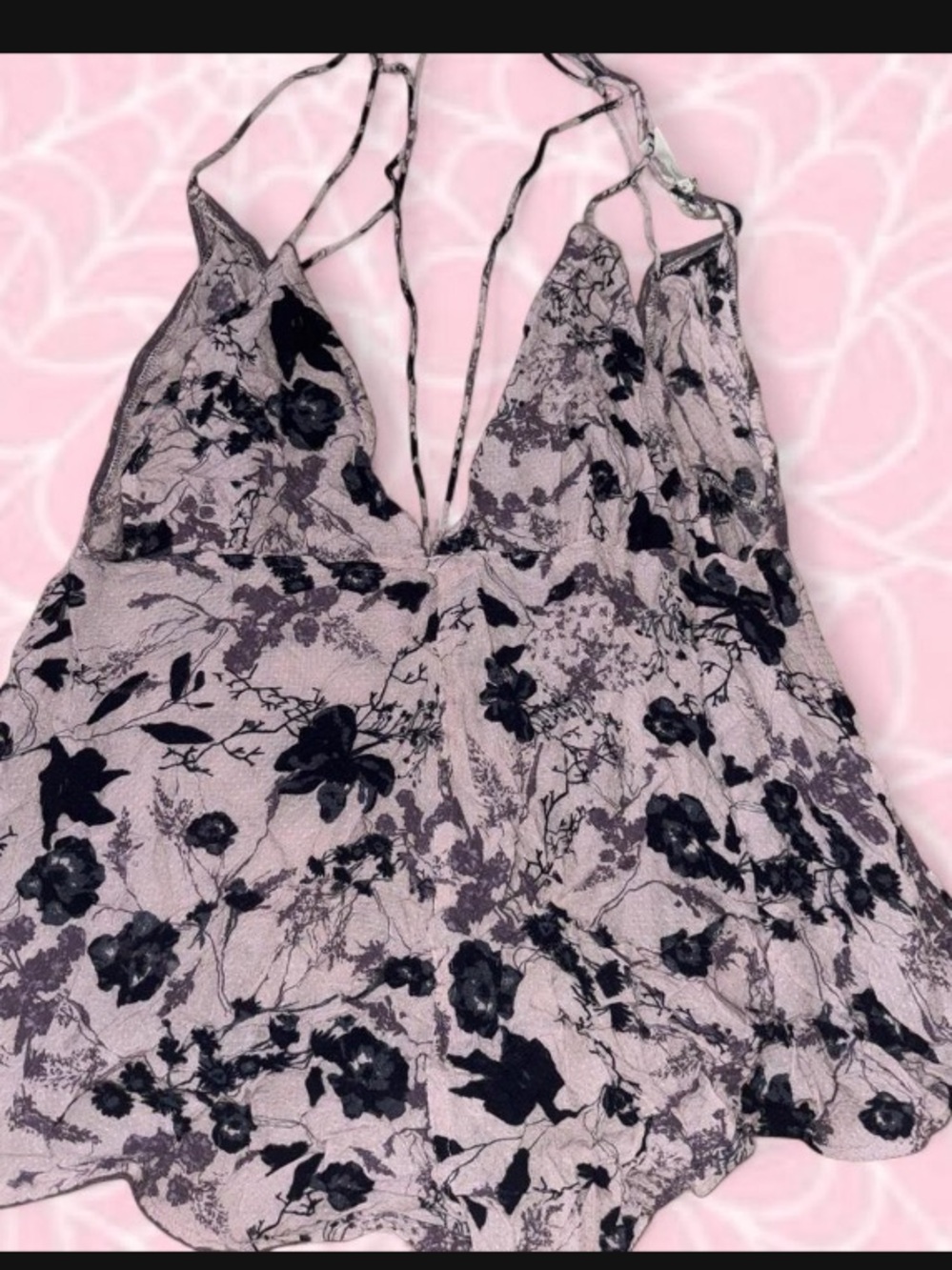Free People Pink and Black Floral Mini Skirt